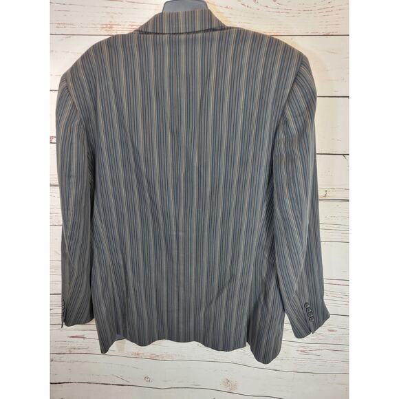 Jack Victor Prossimo Gray Striped 3-Button Formal Career Sport Coat Mens 44L - Picture 2 of 16